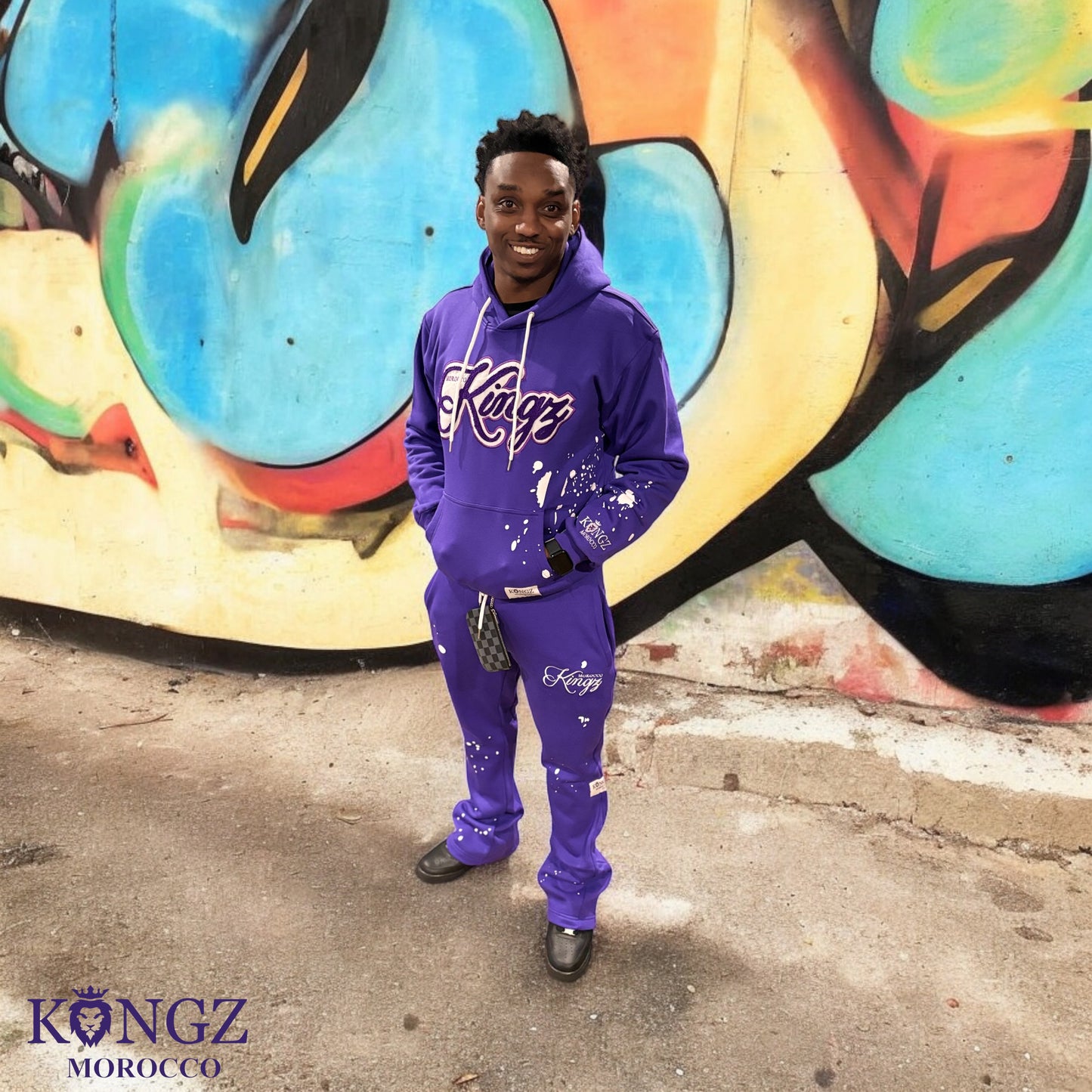 Crushed Grape Kingz Polka Dots Flared Sweatpants