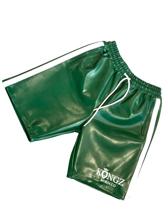 Leather Olive Green Shorts