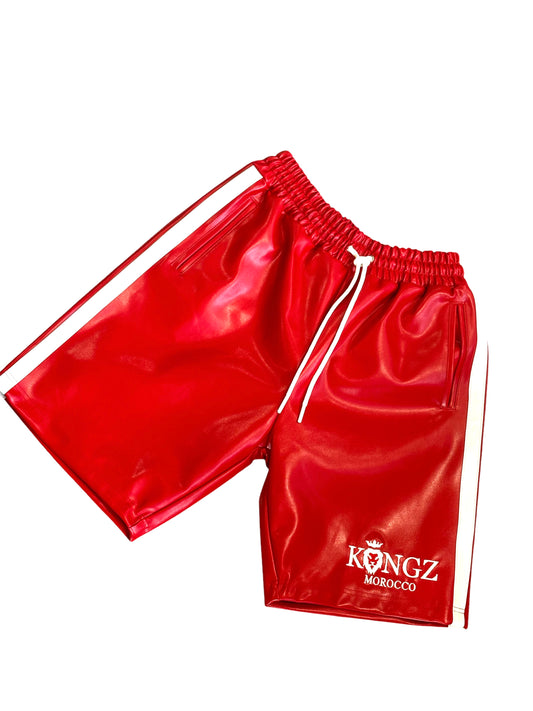 Leather Apple Red Shorts