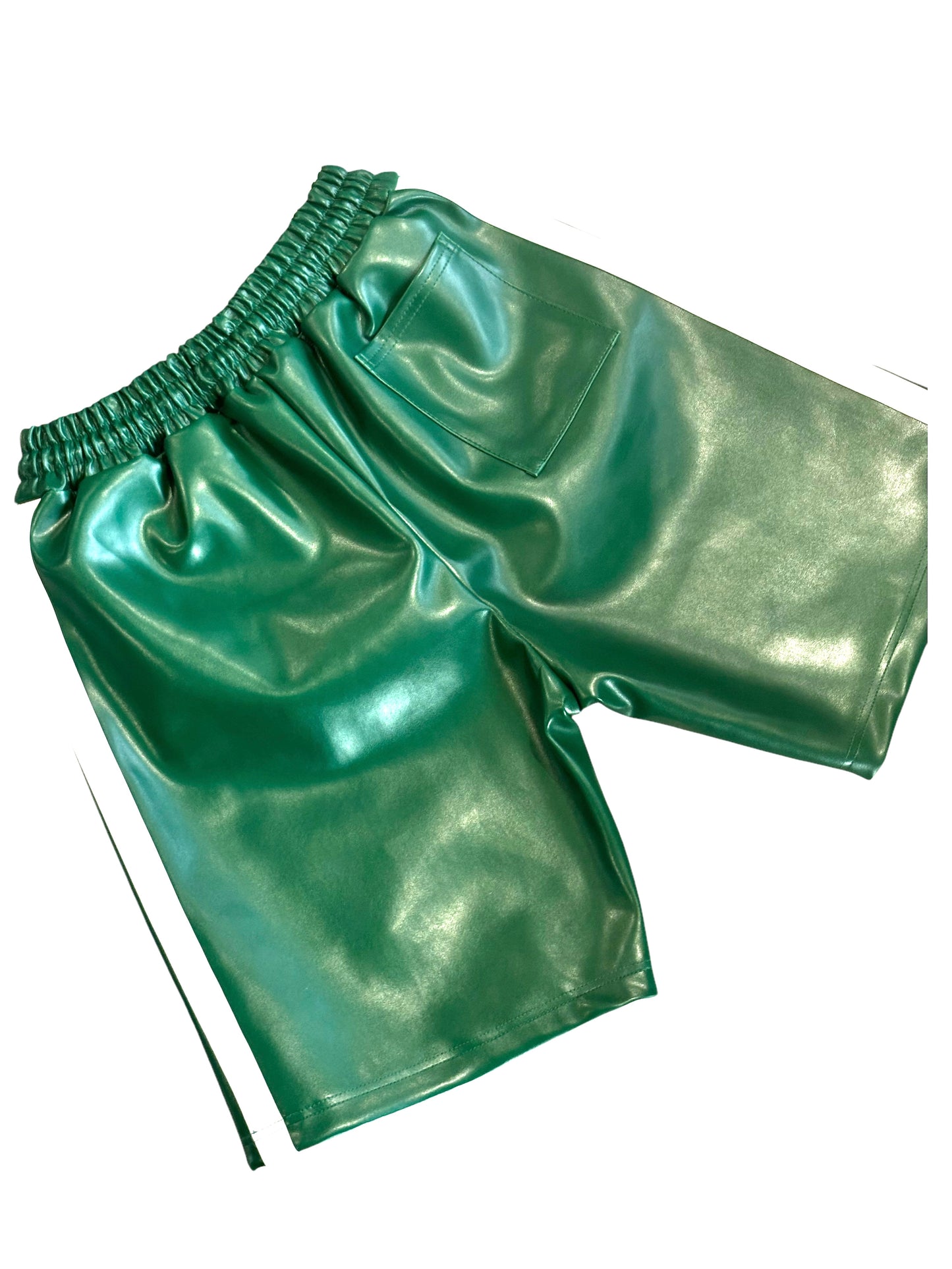 Leather Olive Green Shorts