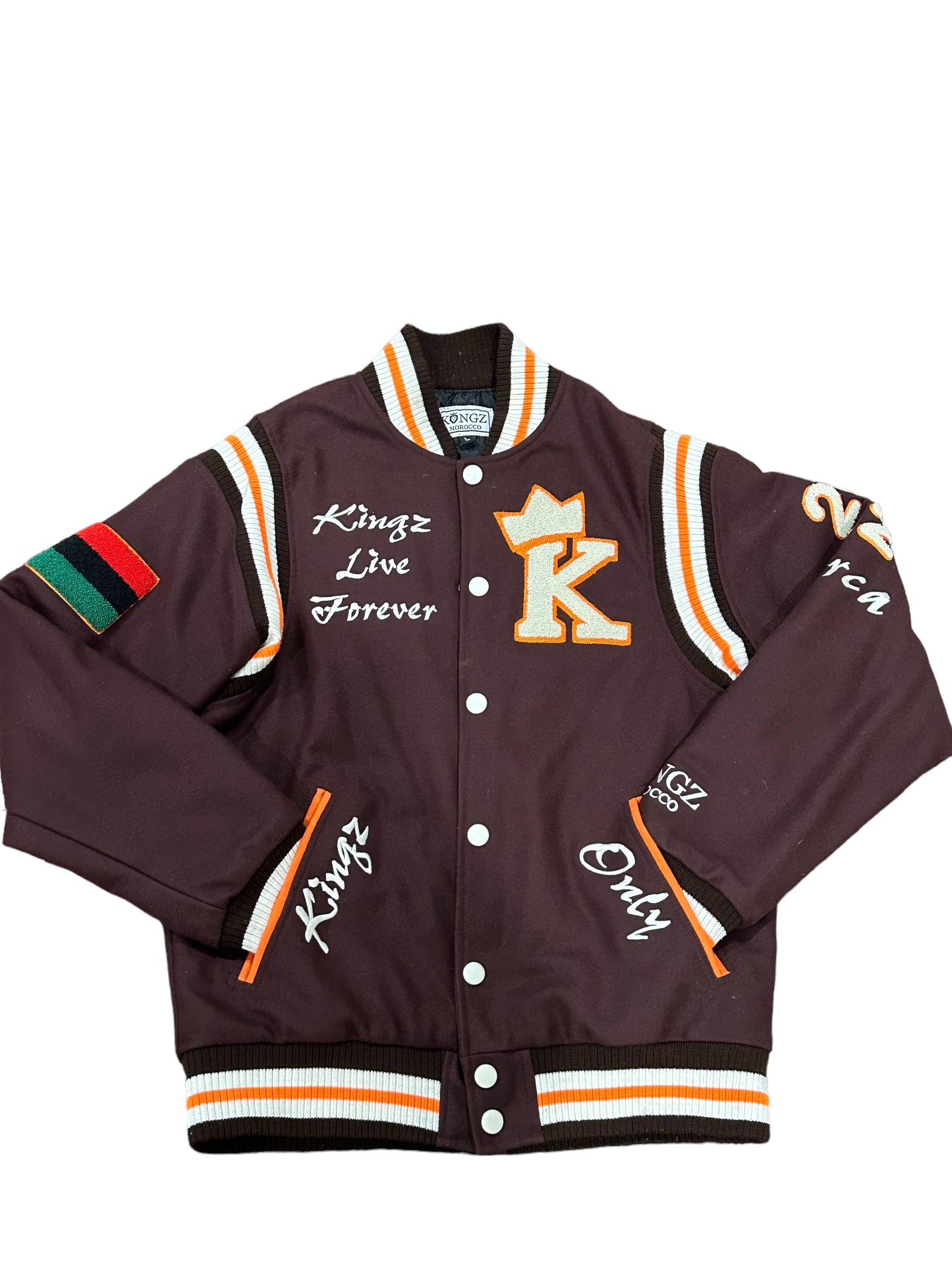 The Browns Kingz Live Forever Varsity Jacket