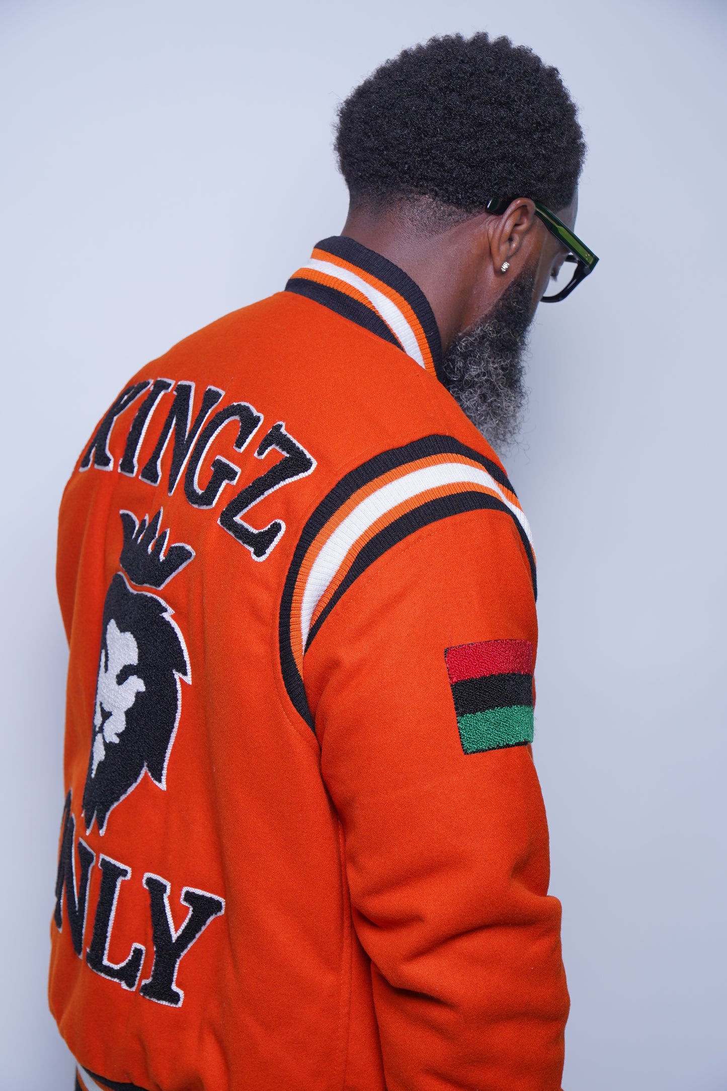 Kingz Live Forever Orange and Black Varsity Jacket