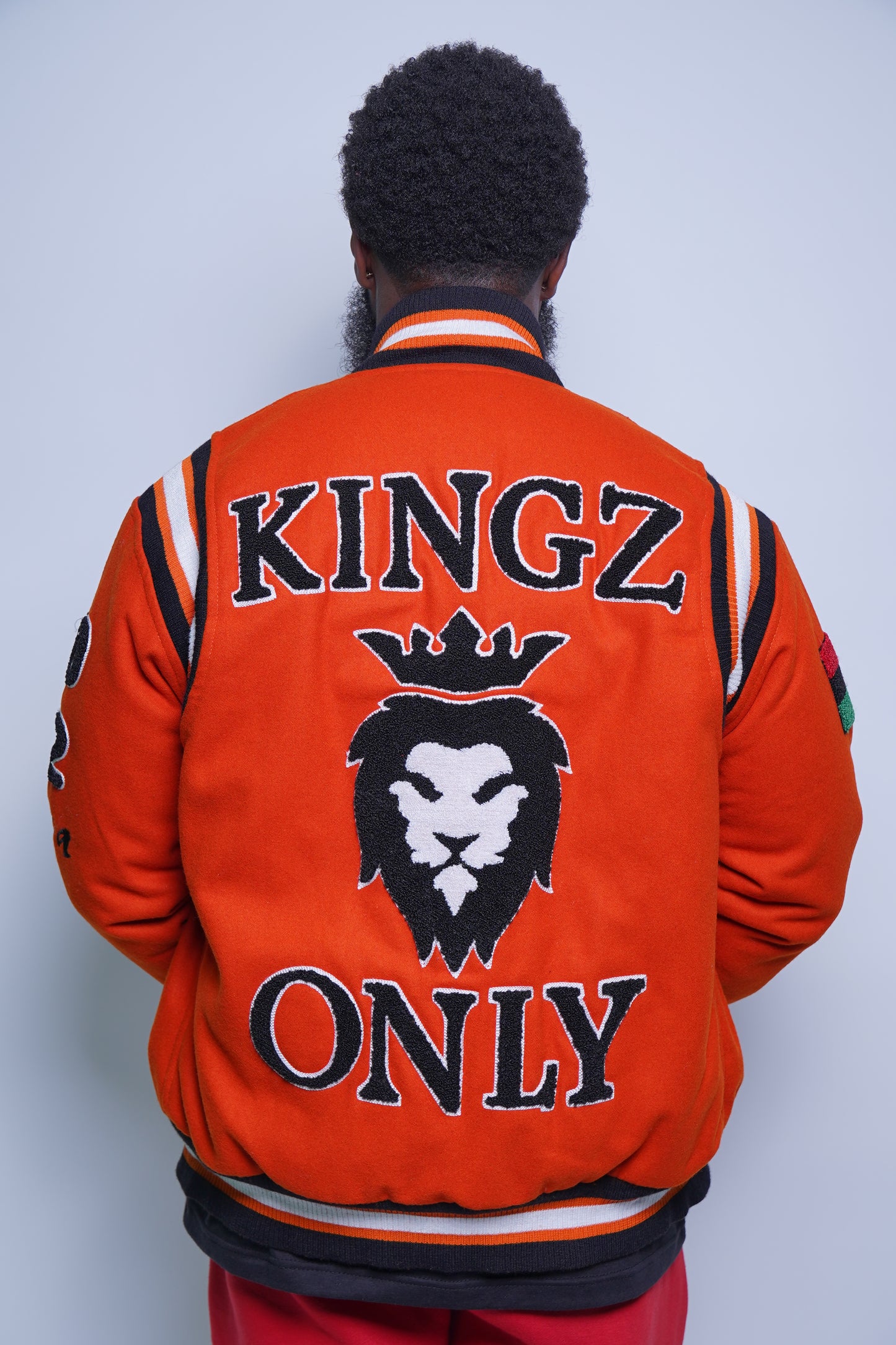 Kingz Live Forever Orange and Black Varsity Jacket