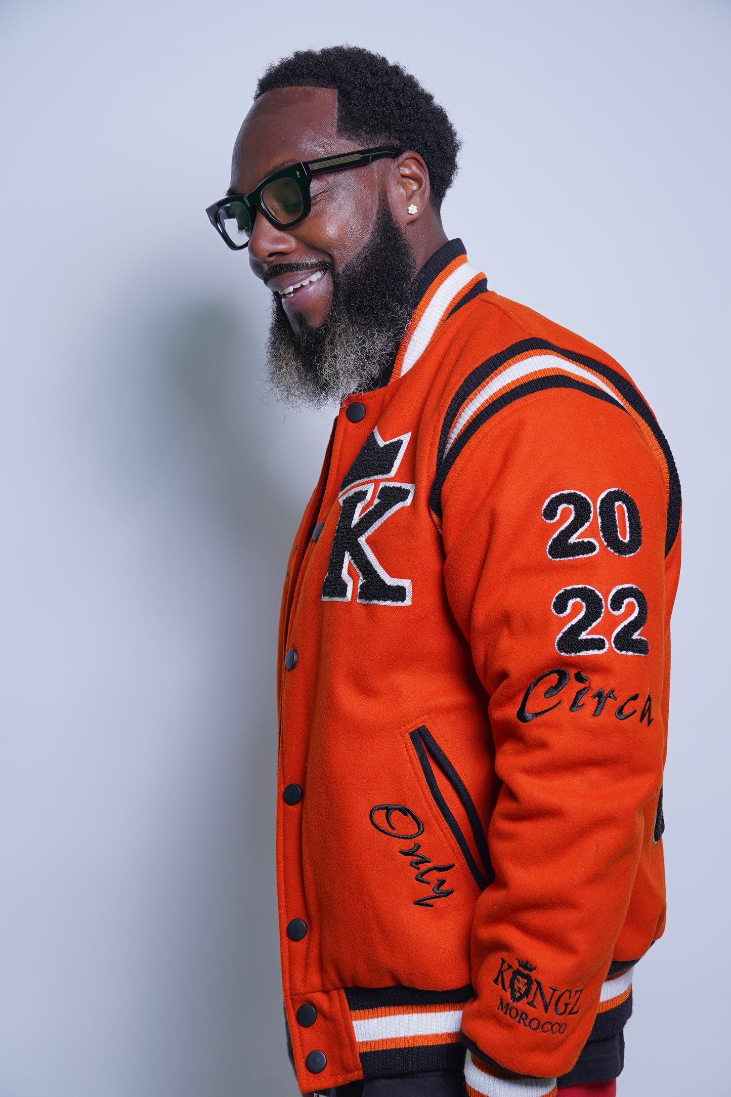 Kingz Live Forever Orange and Black Varsity Jacket